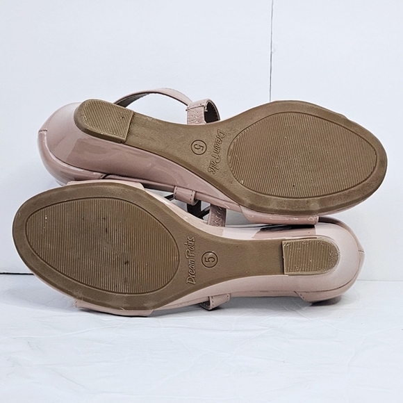 Dream Pairs Jones Womens Open Toe Low Heel Wedge Sandals Nude Patent Leather sz5 - Picture 6 of 8